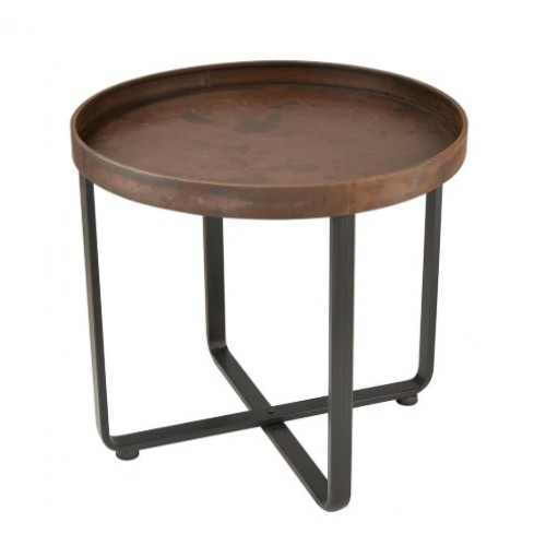 Rustic Copper & Black Industrial Accent Side Table