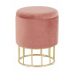 Round Pink Velvet Gold Cage Base Storage Ottoman Footstool Seat