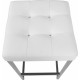 White Faux Leather Tufted Backless Counter Stool Chrome Base Set 2