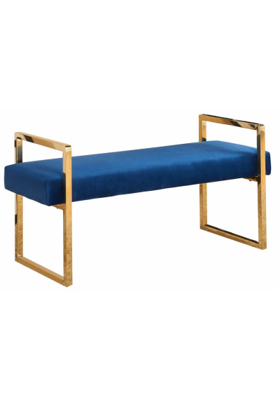 Blue Velvet Bench Gold Legs