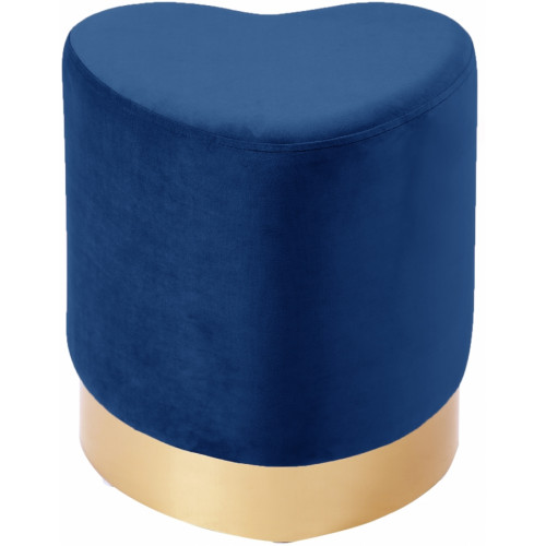 Blue Heart Shaped Velvet Ottoman Footstool Gold Base