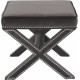 X Frame Grey Velvet Ottoman Footstool