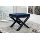 X Frame Navy Blue Velvet Ottoman Footstool