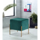 Square Deep Green Velvet Modern Ottoman Footstool 