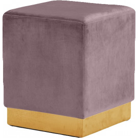 Blush Pink Mauve Square Velvet Ottoman Footstool Gold Base