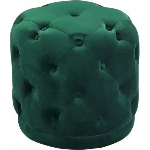 Deep Green Round Velvet Tufted Ottoman Footstool 