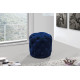 Blue Round Velvet Tufted Ottoman Footstool 