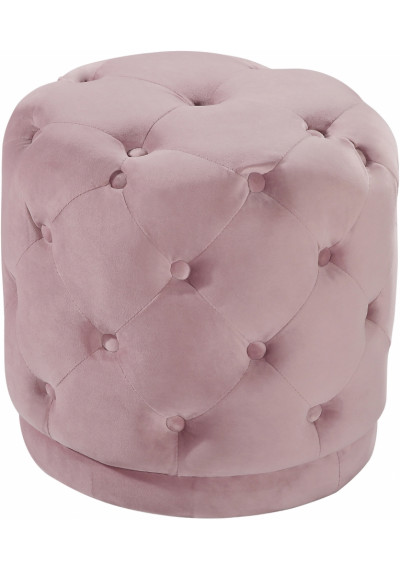 Blush Pink Round Velvet Tufted Ottoman Footstool 