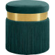 Green Long Fringed Round Velvet Ottoman Footstool 