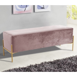 Blush Pink Velvet Mid Century Modern Stick Gold Legs Bench