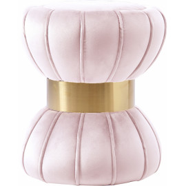 Hourglass Shaped Blush Pink Velvet Ottoman Footstool 