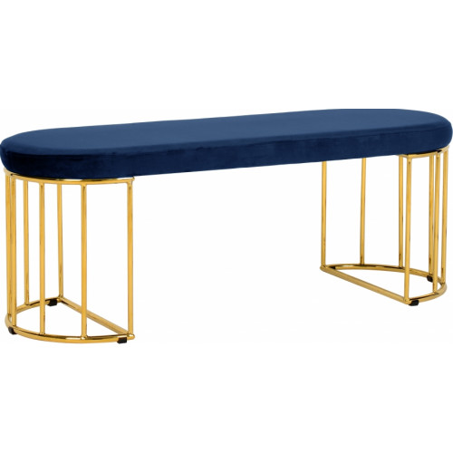 Blue Velvet Gold Cage Bench 
