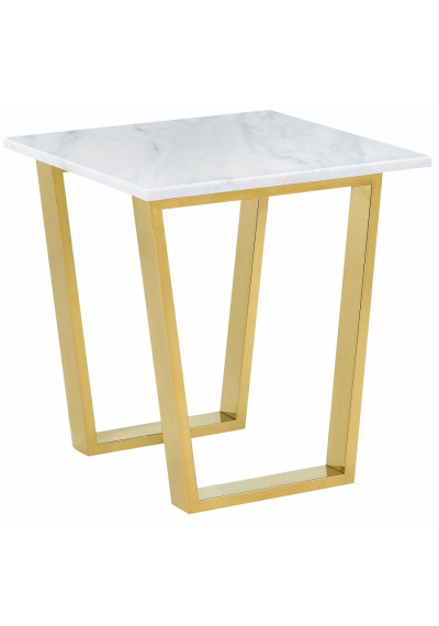 Brushed Gold White Marble Accent Table