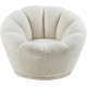 Cream Faux Fur Sheepskin Accent Lounge Swivel Chair