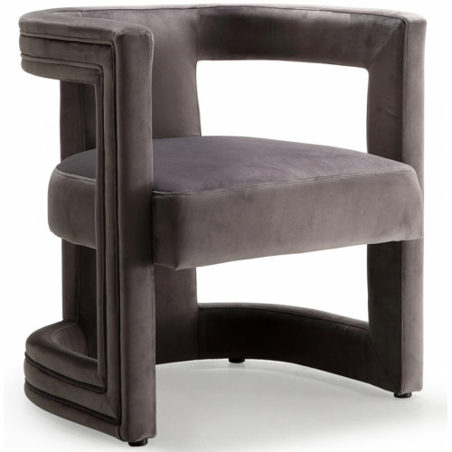 Grey All Over Velvet Mod Barrel Chair