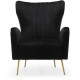 Black Velvet High Back Lounge Chair Gold Legs