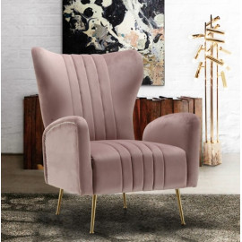 Blush Dusty Pink Velvet High Back Lounge Chair