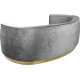 Grey Velvet Vertical Curved Sofa Gold Base