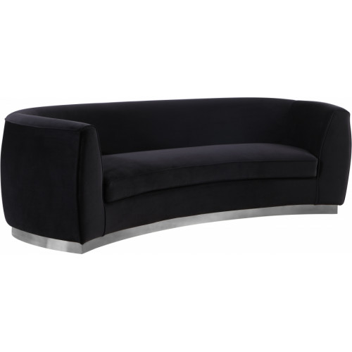 Black Velvet Vertical Curved Sofa Silver Base