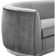 Grey Velvet Vertical Curved Sofa Silver Base