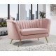 Blush Pink Velvet Channel Tufted Loveseat Sofa Gold Legs