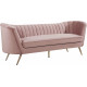Blush Pink Velvet Channel Tufted Sofa Gold Legs