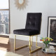 Black Velvet Modern Boxy Geometric Dining Chair Gold Legs Set of 2