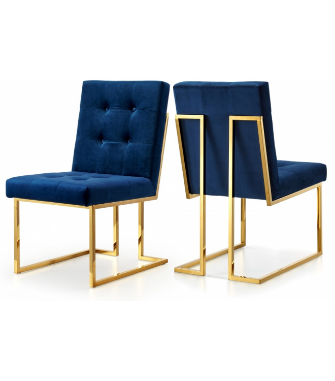 Blue Navy Velvet Modern Boxy Geometric, Geometric Dining Chairs