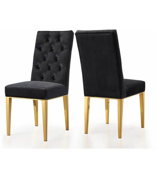 Black Velvet Tufted Dining Chair Gold, Parsons Dining Chairs With Black Legs And
