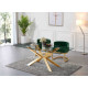 Green Velvet Barrel Shape Gold Base Dining Accent Chair