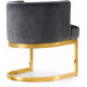 Grey Velvet Barrel Shape Gold Base Dining Accent Chair