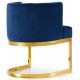 Blue Velvet Barrel Shape Gold Base Dining Accent Chair