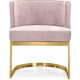 Pink Velvet Barrel Shape Gold Base Dining Accent Chair