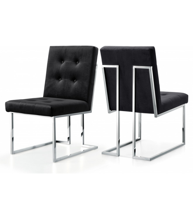 Black Velvet Modern Boxy Geometric, Crushed Velvet Dining Chairs With Black Legs