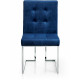 Blue Velvet Modern Boxy Geometric Dining Chair Silver Legs Set of 2