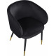 Modish Curved Back Black Velvet Black Legs Dining Accent Chair 