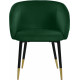 Modish Curved Back Forest Green Velvet Black Legs Dining Accent Chair 