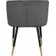 Modish Curved Back Grey Velvet Black Legs Dining Accent Chair 