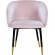 Modish Curved Back Pink Velvet Black Legs Dining Accent Chair 