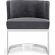 Grey Velvet Barrel Shape Silver Base Dining Accent Chair