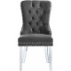 Acrylic Leg Grey Velvet Tufted Dining Chair Set of 2