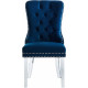 Acrylic Leg Blue Velvet Tufted Dining Chair Set of 2