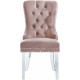 Acrylic Leg Blush Pink Velvet Tufted Dining Chair Set of 2