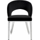 Black Velvet Modern Rounded Back  Accent Dining Chair Silver Legs 