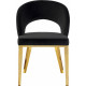 Black Velvet Modern Rounded Back  Accent Dining Chair Gold Legs 