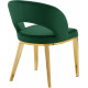 Green Velvet Modern Rounded Back  Accent Dining Chair Gold Legs 