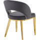 Grey Velvet Modern Rounded Back  Accent Dining Chair Gold Legs 