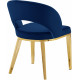 Blue Velvet Modern Rounded Back  Accent Dining Chair Gold Legs 