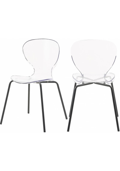 Chic Acrylic Body Black Base Dining Chair Set of 2