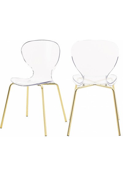 Chic Acrylic Body Gold Base Dining Chair Set of 2
